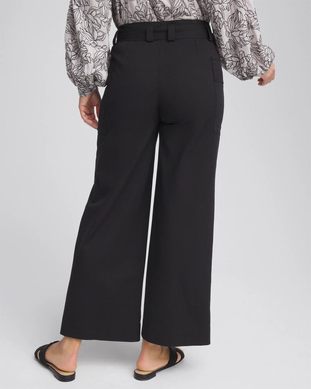 Chico's Belted Twill Utility Cropped Pants Black
