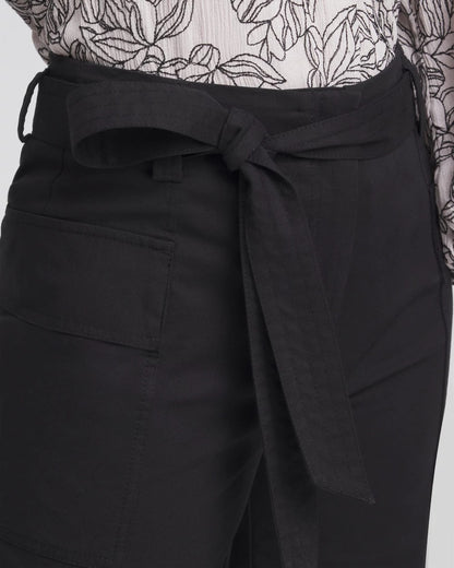 Chico's Belted Twill Utility Cropped Pants Black