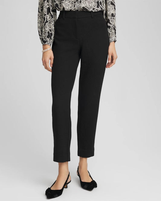 Chico's Matelassé Slim Tapered Ankle Pants Black