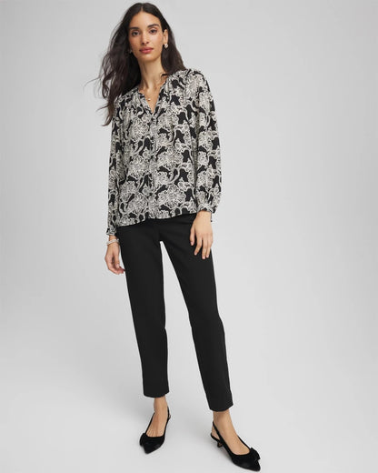 Chico's Matelassé Slim Tapered Ankle Pants Black