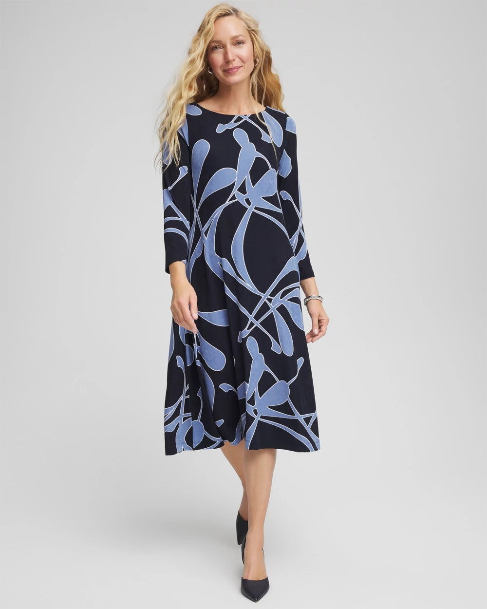 Chico's Travelers™ Abstract Midi Dress Travelers India Ink