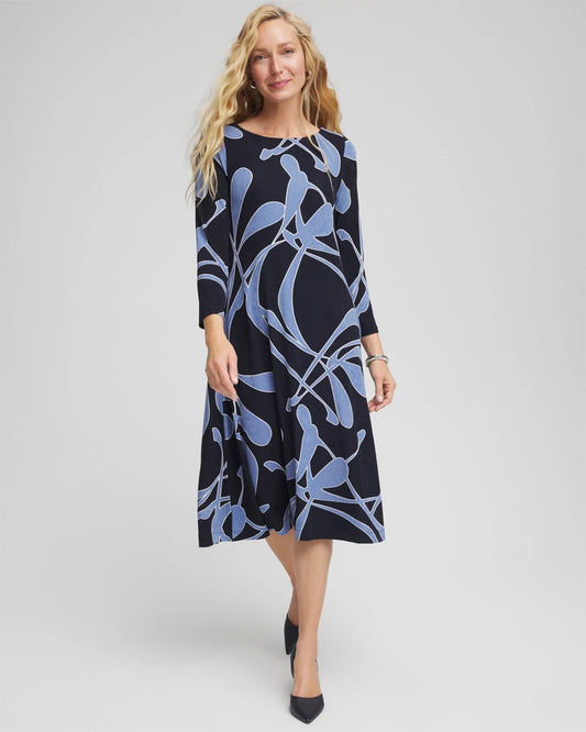 Chico's Travelers™ Abstract Midi Dress Travelers India Ink