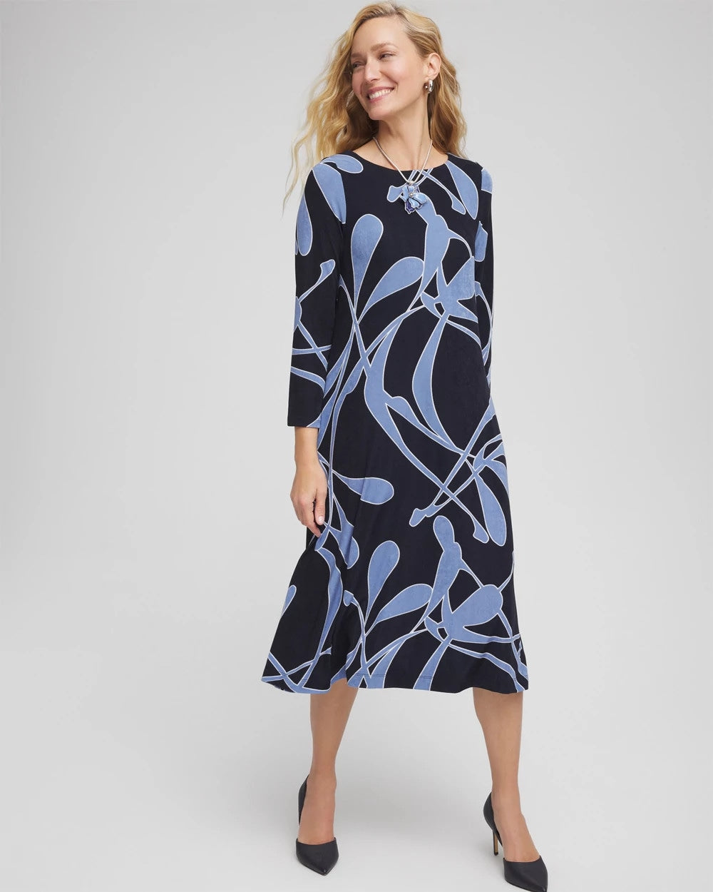 Chico's Travelers™ Abstract Midi Dress Travelers India Ink