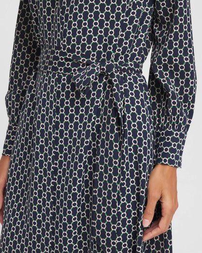 Chico's Chain Print Maxi Shirtdress Passport Blue