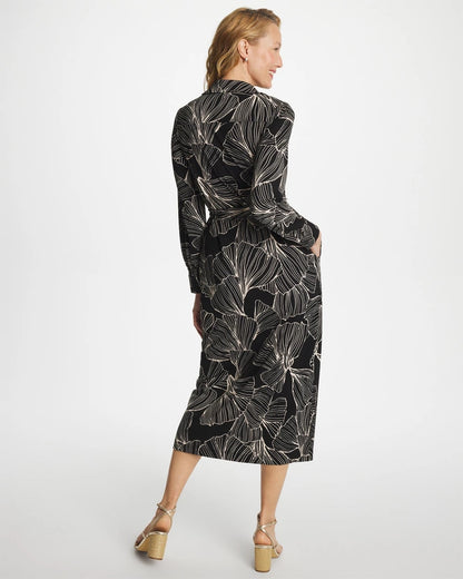 Chico's Printed Knit Shirtdress Black