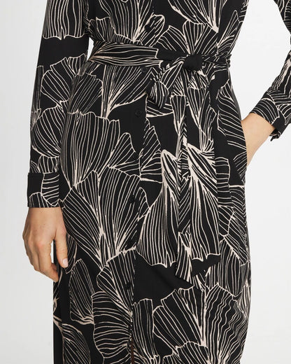 Chico's Printed Knit Shirtdress Black