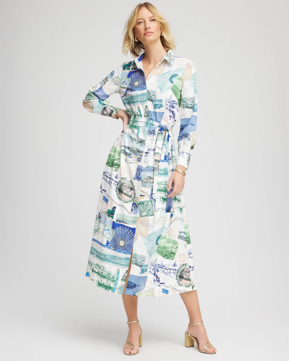 Chico's Port Call Maxi Shirtdress Ecru