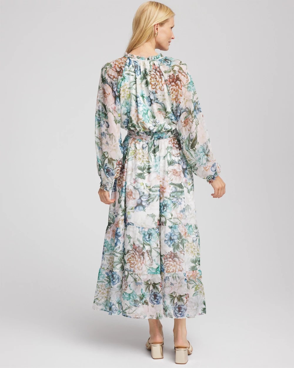 Chico's Georgette Tie-Front Maxi Dress Ecru