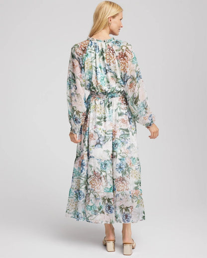 Chico's Georgette Tie-Front Maxi Dress Ecru