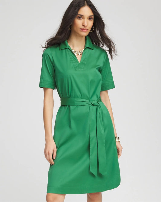 Chico's Shirttail Hem Popover Dress Jardin Green