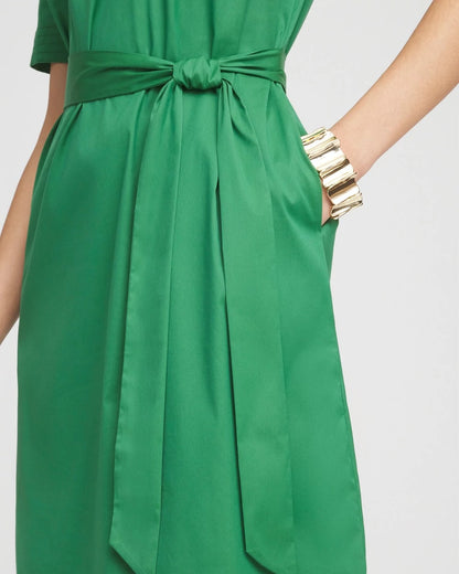 Chico's Shirttail Hem Popover Dress Jardin Green