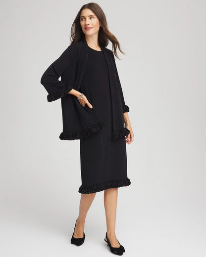 Chico's Travelers™ Fringe Hem Tank Dress Travelers Black