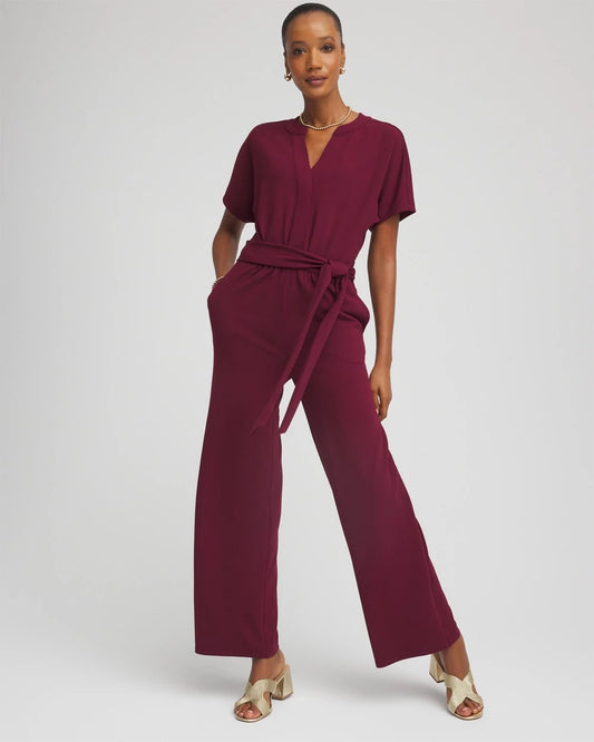 Chico's Belted Dolman-Sleeve Jumpsuit Deep Chianti