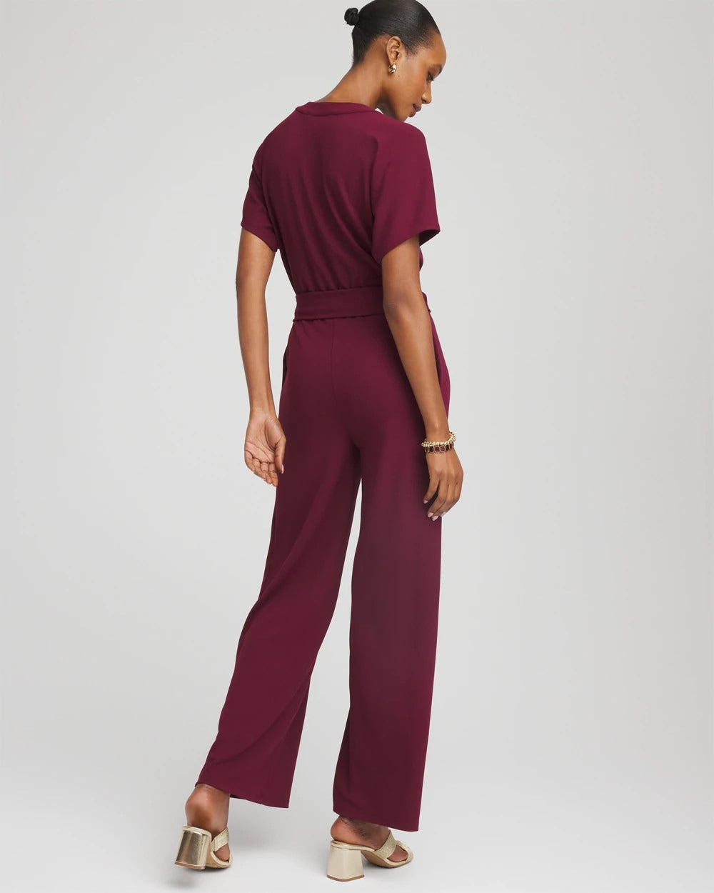 Chico's Belted Dolman-Sleeve Jumpsuit Deep Chianti