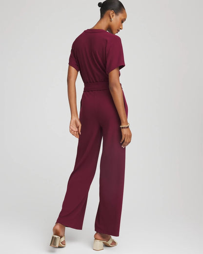 Chico's Belted Dolman-Sleeve Jumpsuit Deep Chianti
