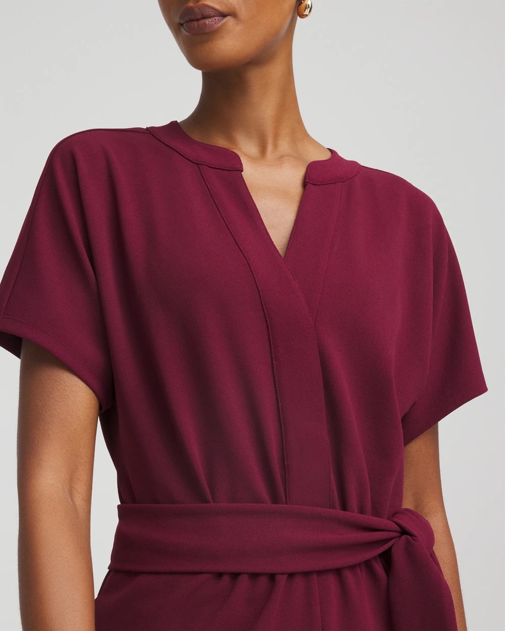 Chico's Belted Dolman-Sleeve Jumpsuit Deep Chianti
