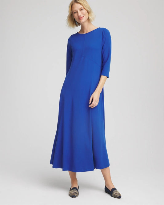Chico's Seamed Crepe Maxi Dress Cobalt Stone