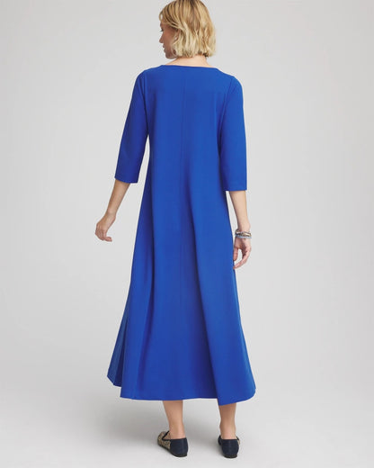 Chico's Seamed Crepe Maxi Dress Cobalt Stone