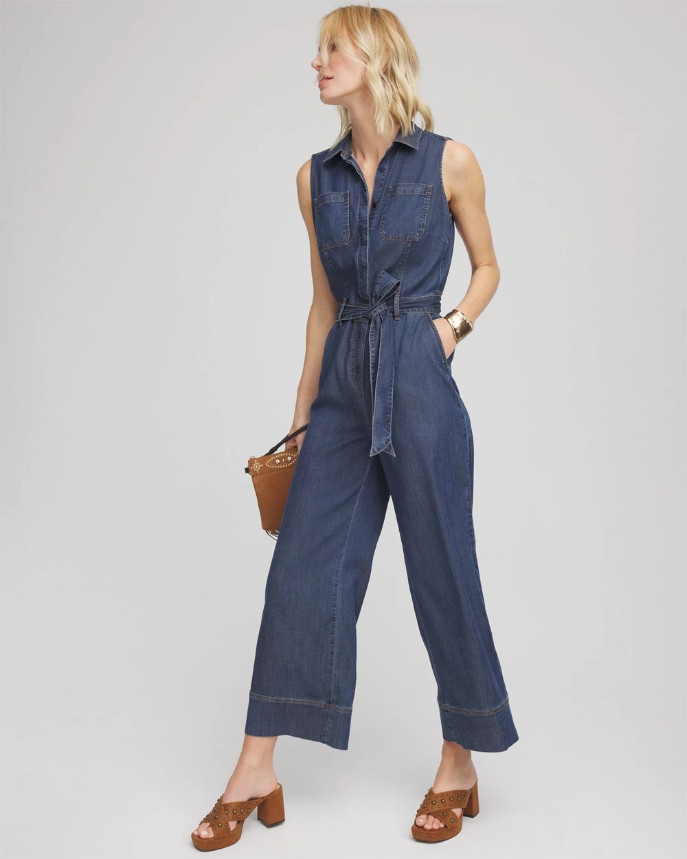 Chico's Denim Wide-Leg Jumpsuit Biscayne Blue