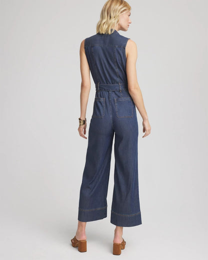 Chico's Denim Wide-Leg Jumpsuit Biscayne Blue