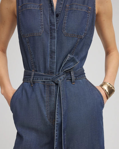 Chico's Denim Wide-Leg Jumpsuit Biscayne Blue