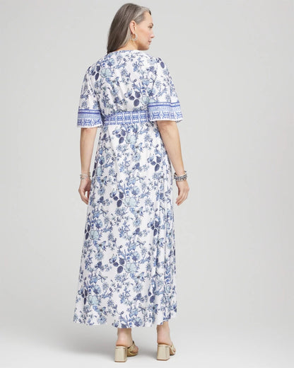 Chico's Surplice Matte Satin Maxi Dress Alabaster