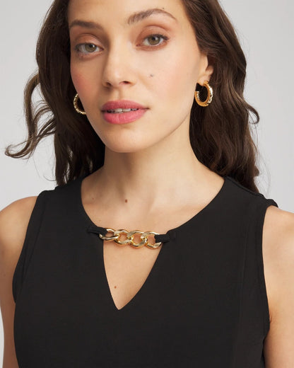 Chico's Travelers™ Jersey Knit Chain-Trim Jumpsuit Black