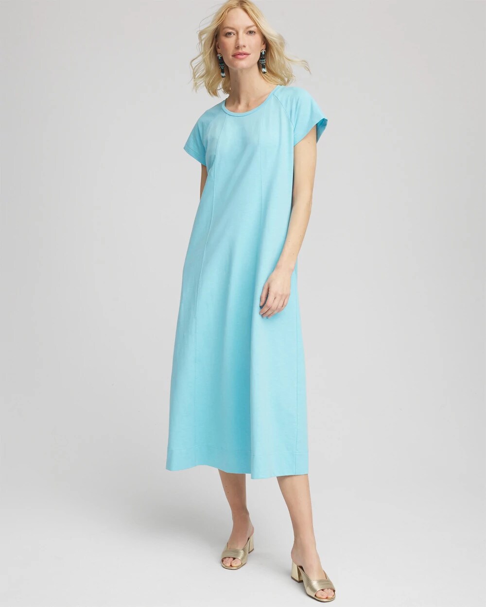 Chico's Short-Sleeved Maxi Dress Paradiso Blue
