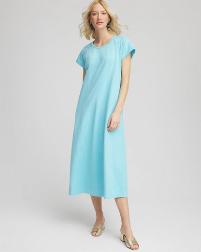 Chico's Short-Sleeved Maxi Dress Paradiso Blue