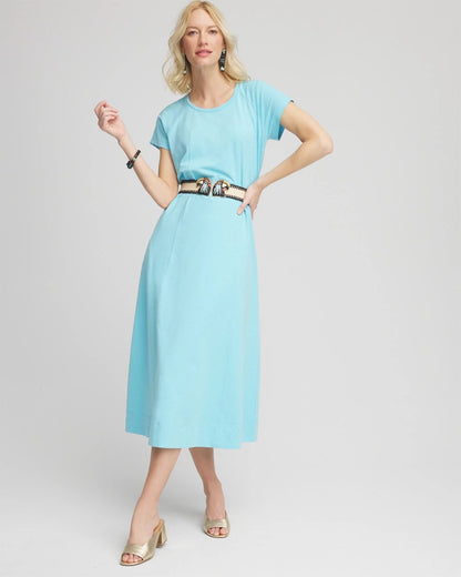 Chico's Short-Sleeved Maxi Dress Paradiso Blue