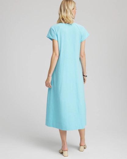 Chico's Short-Sleeved Maxi Dress Paradiso Blue