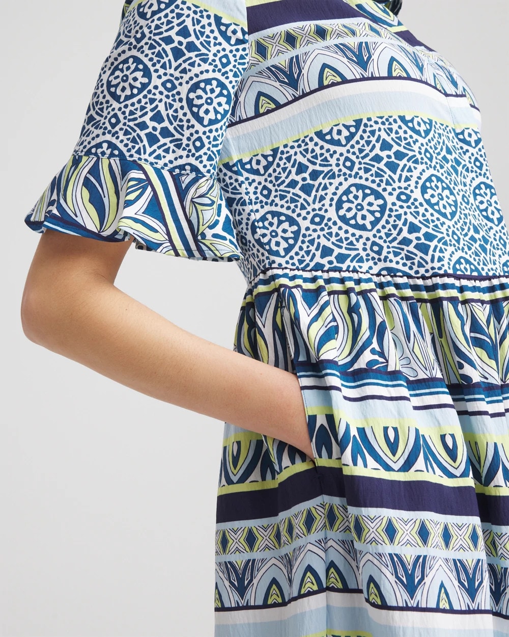 Chico's Flutter-Sleeved Maxi Dress Seaport Blue