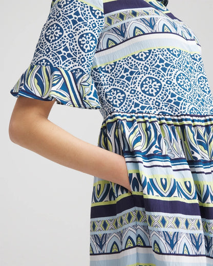 Chico's Flutter-Sleeved Maxi Dress Seaport Blue