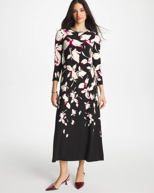 Chico's Column Knit Maxi Dress Black