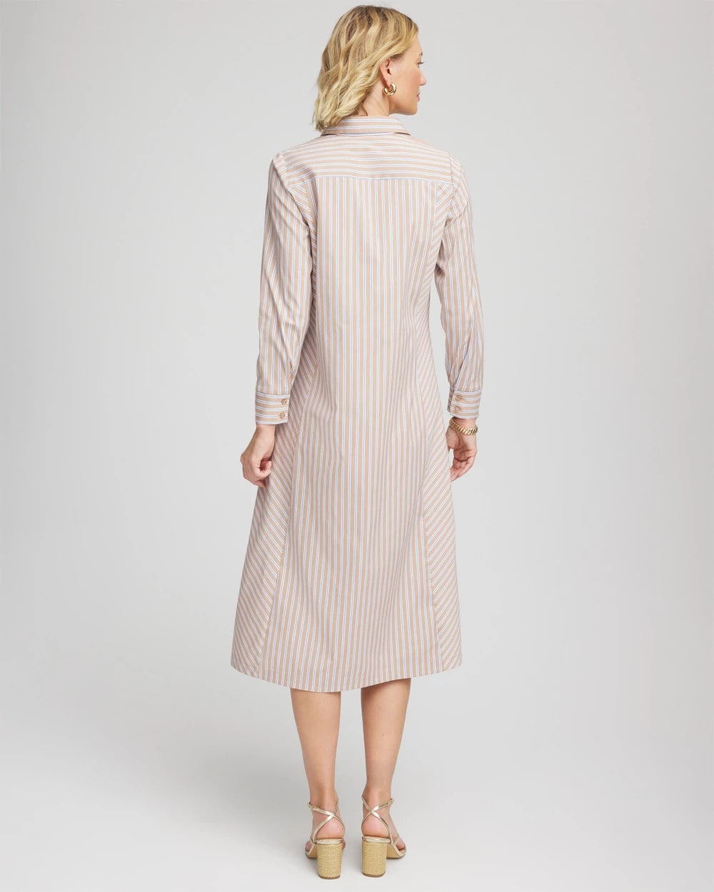 Chico's Vanilla Chai Striped Shirtdress Vanilla Chai