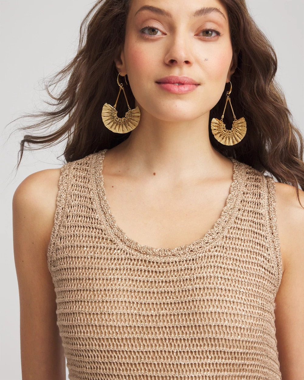 Chico's Crochet-Knit Sequins Tank Dress Cafe Aroma