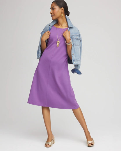 Chico's Fit and Flare Cinched Waist Dress Plum Shade