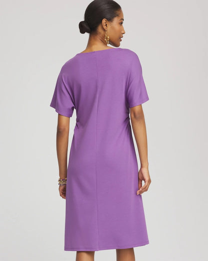 Chico's Fit and Flare Cinched Waist Dress Plum Shade