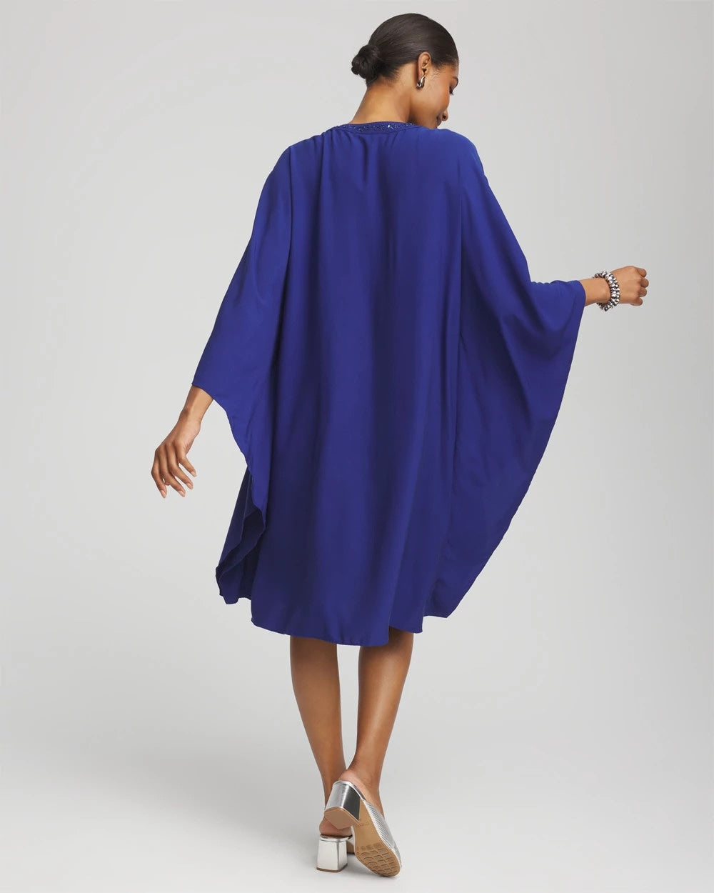 Chico's Embellished Kaftan Dress Blue Casa