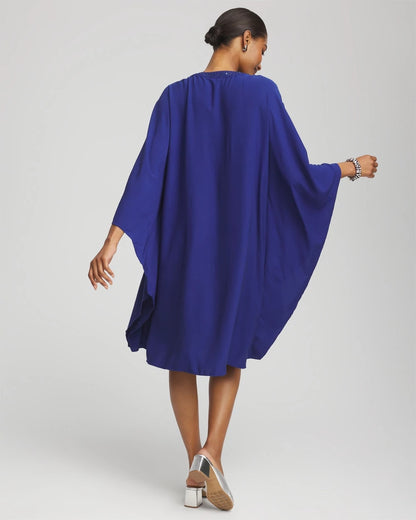 Chico's Embellished Kaftan Dress Blue Casa
