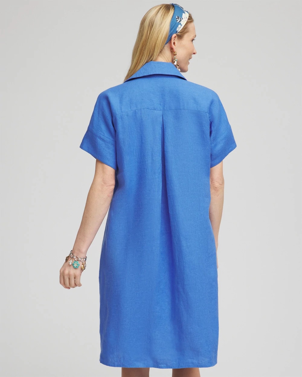 Chico's High-low Linen Shirtdress Blue Pearl