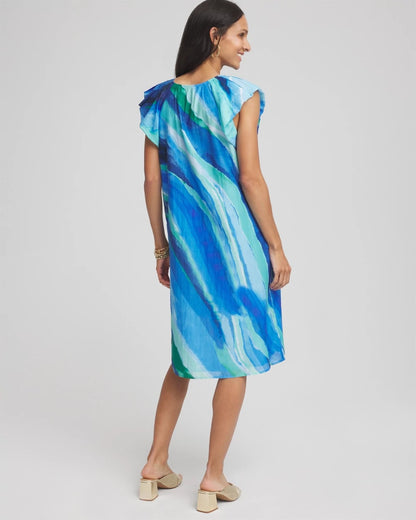 Chico's Cotton-Silk Voile Popover Dress Multi