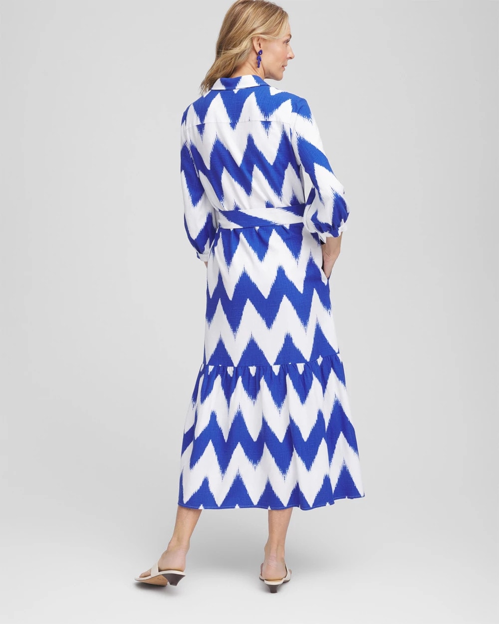 Chico's Chevron Striped Shirtdress Alabaster