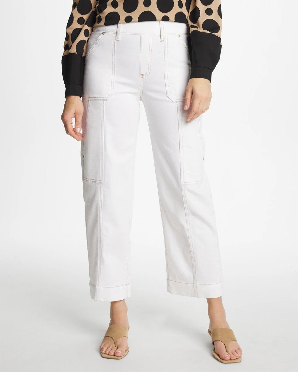Chico's Utility Wide Pull-On Crop Jeans Alabaster