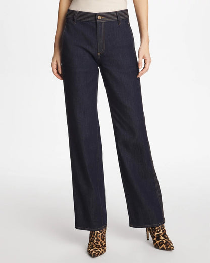 Chico's Trapunto Wide-Leg High-Rise Jeans Cedar Rinse