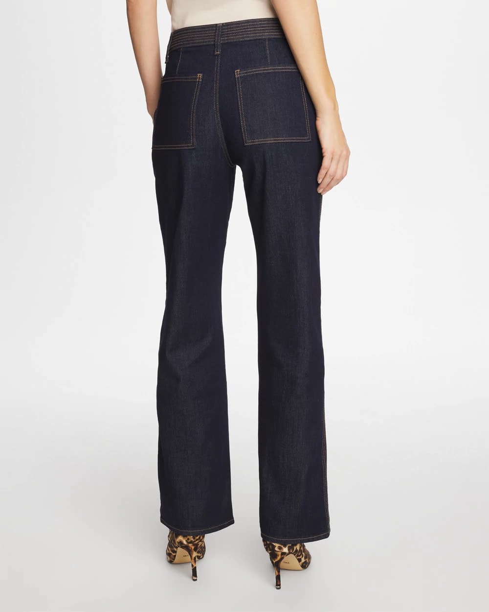 Chico's Trapunto Wide-Leg High-Rise Jeans Cedar Rinse