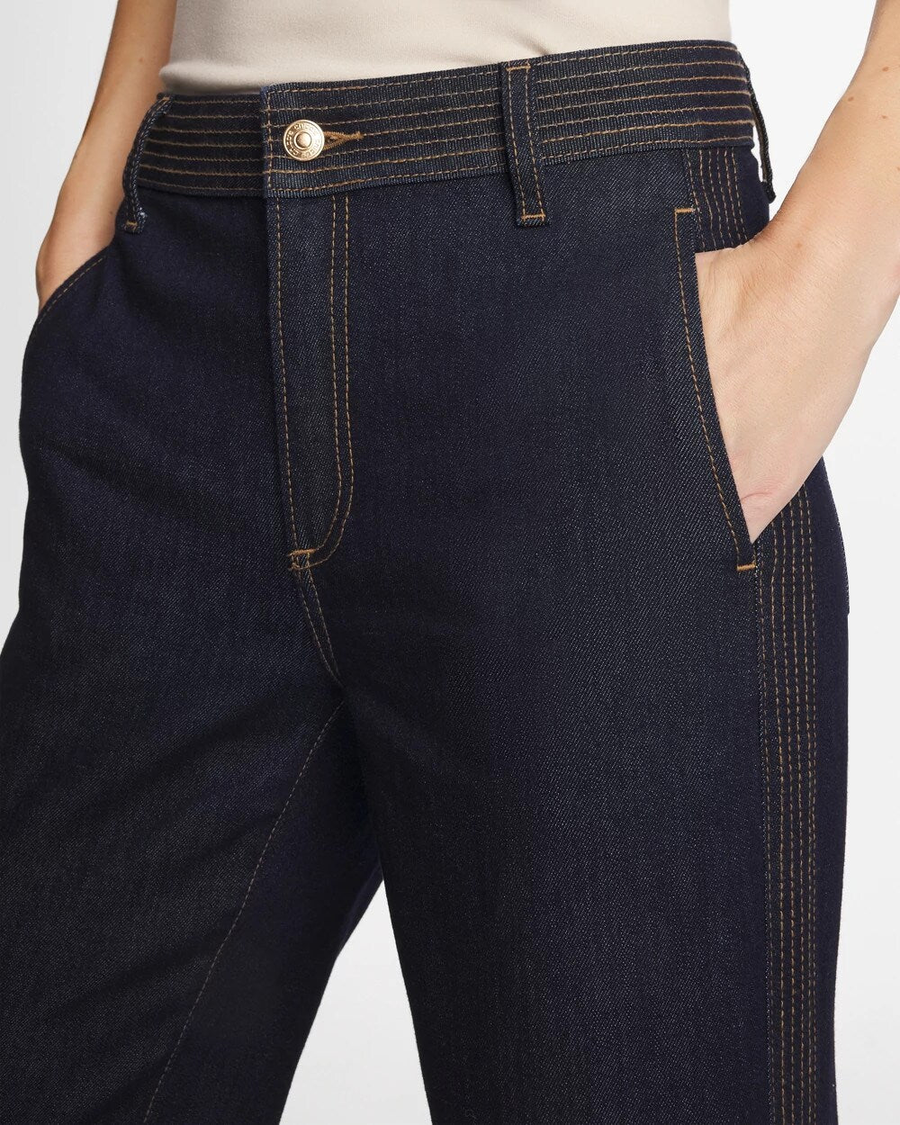 Chico's Trapunto Wide-Leg High-Rise Jeans Cedar Rinse