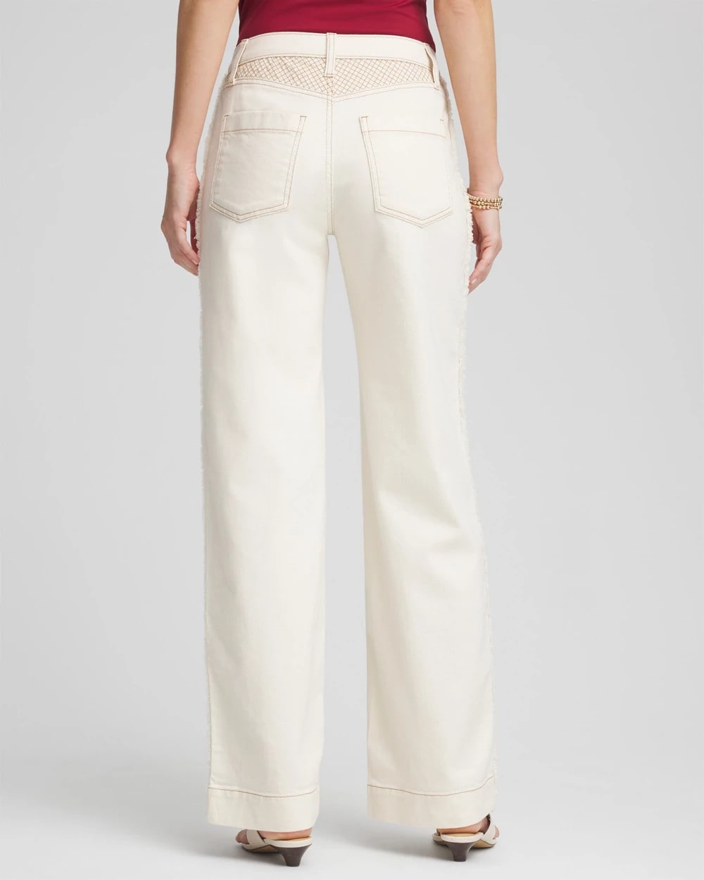 Chico's Sea Salt High-Rise Frayed Jeans Natural Seeded
