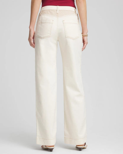 Chico's Sea Salt High-Rise Frayed Jeans Natural Seeded