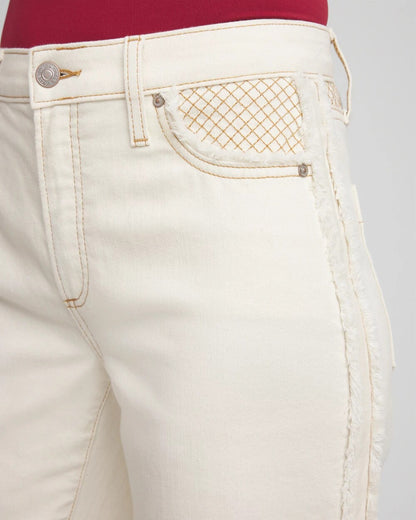 Chico's Sea Salt High-Rise Frayed Jeans Natural Seeded